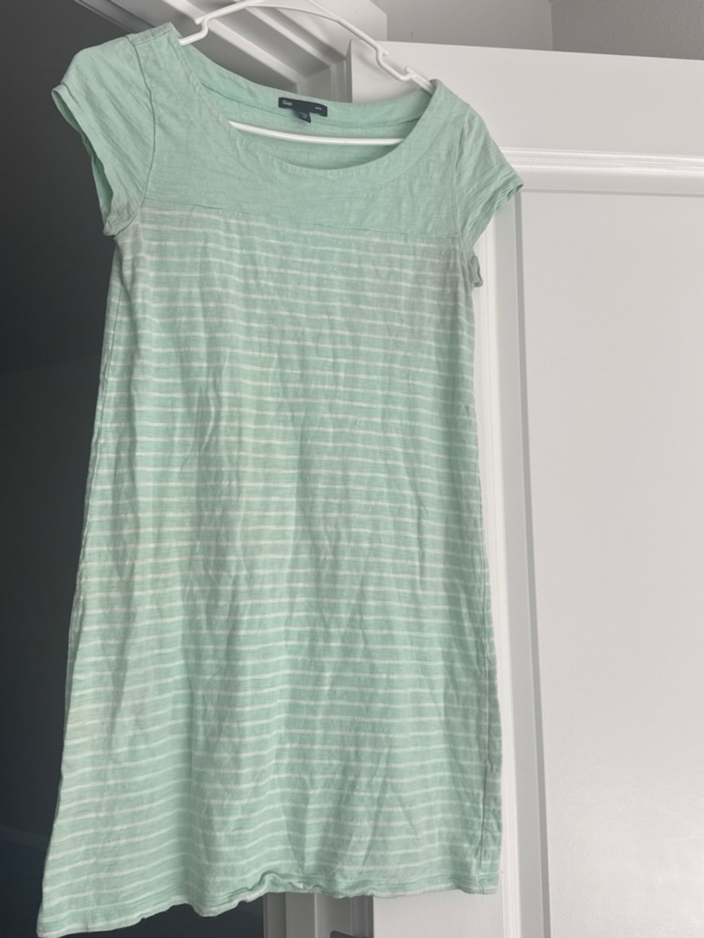 GAP Mint Green and White Striped Casual Dress